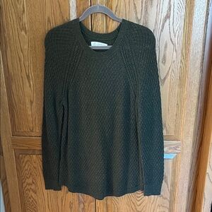 LOFT Dark Olive Green Knit Sweater with sparkles.